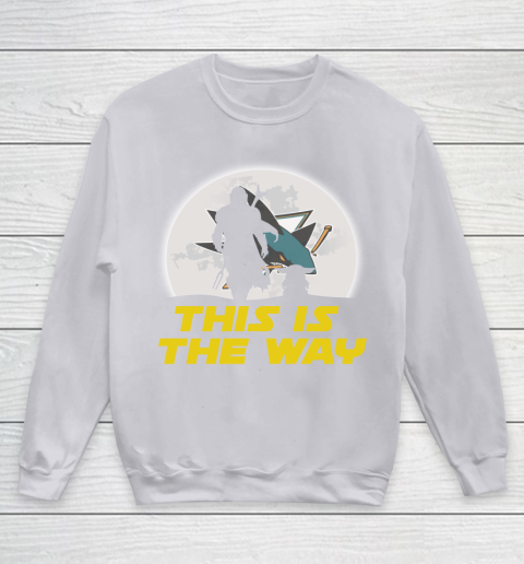 San Jose Sharks NHL Ice Hockey Star Wars Yoda And Mandalorian This Is The Way Youth Sweatshirt 3