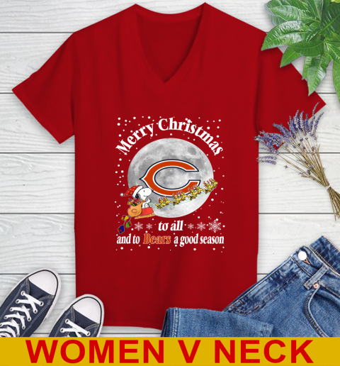 Chicago Bears Merry Christmas To All And To Bears A Good Season NFL Football Sports Women's V-Neck T-Shirt 10