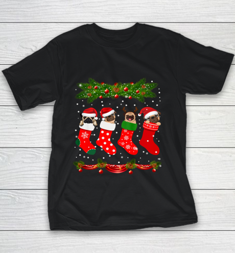 Funny Pug in Socks Christmas Dog Lovers Xmas Youth T-Shirt
