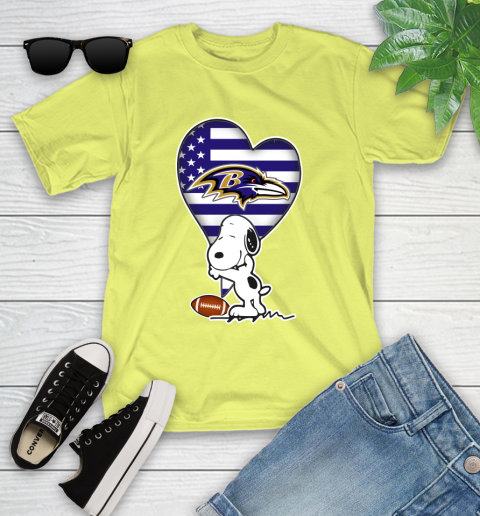 Baltimore Ravens NFL Football The Peanuts Movie Adorable Snoopy Youth T-Shirt 8