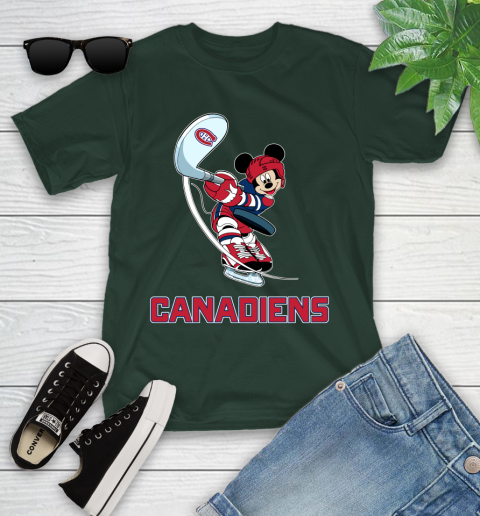 NHL Hockey Montreal Canadiens Cheerful Mickey Mouse Shirt Youth T-Shirt 5