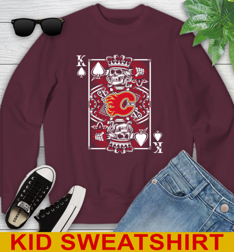 Calgary Flames NHL Hockey The King Of Spades Death Cards Shirt Youth Sweatshirt 4