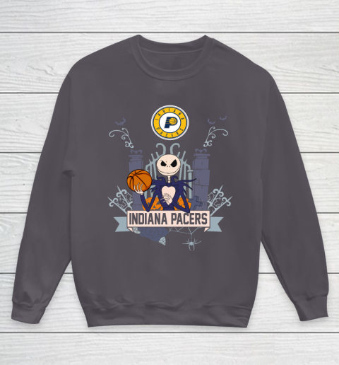 NBA Indiana Pacers Basketball Jack Skellington Halloween Youth Sweatshirt 5