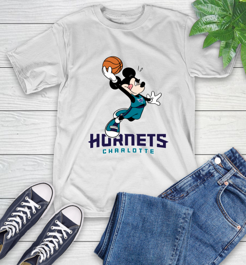 NBA Basketball Charlotte Hornets Cheerful Mickey Mouse Shirt T-Shirt 2