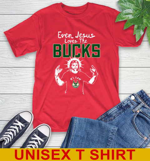 Milwaukee Bucks NBA Basketball Even Jesus Loves The Bucks Shirt T-Shirt 12