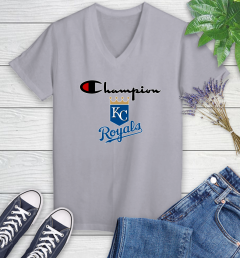 MLB Baseball Kansas City Royals Champion Shirt Women's V-Neck T-Shirt 2