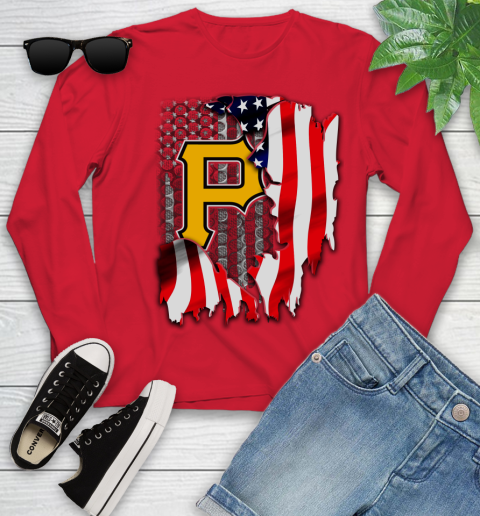 Pittsburgh Pirates MLB Baseball American Flag Youth Long Sleeve 11