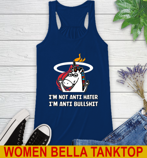 Miami Heat NBA Basketball Unicorn I'm Not Anti Hater I'm Anti Bullshit Racerback Tank 9