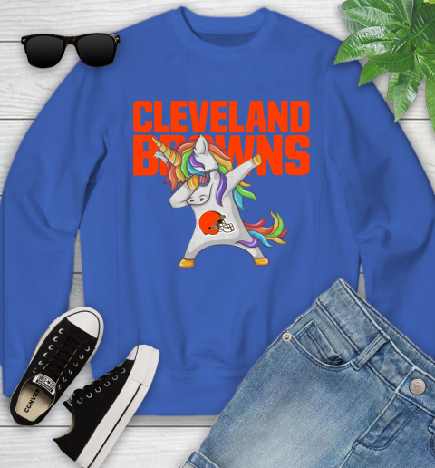 Cleveland Browns NFL Football Funny Unicorn Dabbing Sports Youth Sweatshirt 8