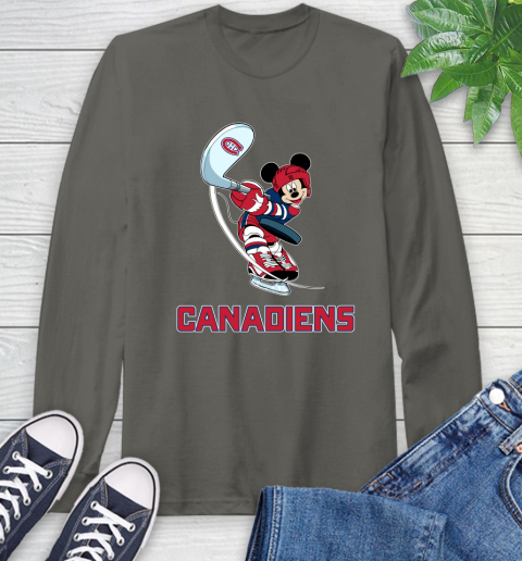 NHL Hockey Montreal Canadiens Cheerful Mickey Mouse Shirt Long Sleeve T-Shirt 9