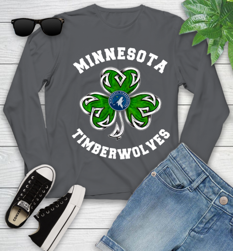 NBA Minnesota Timberwolves Three Leaf Clover St Patrick's Day Basketball Sports Youth Long Sleeve 9
