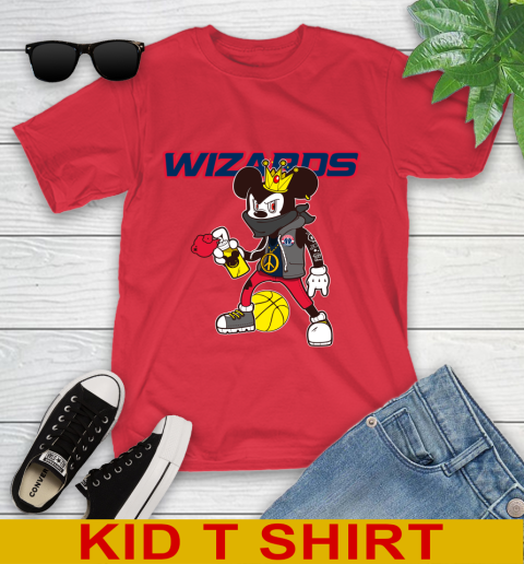 Washington Wizards NBA Basketball Mickey Peace Sign Sports Youth T-Shirt 10