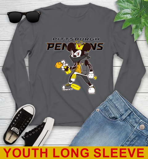 Pittsburgh Penguins NHL Hockey Mickey Peace Sign Sports Youth Long Sleeve 9