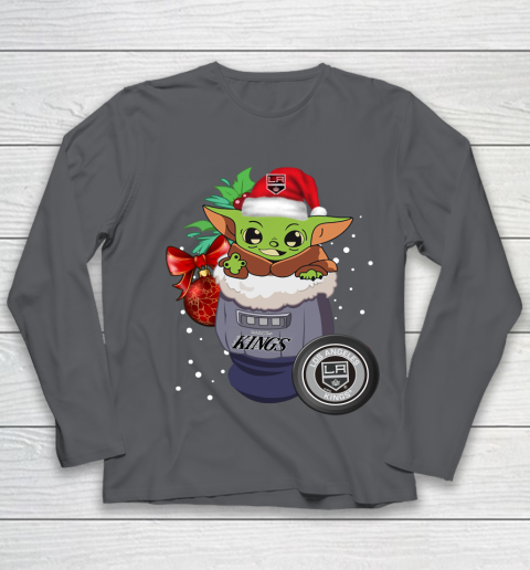 Los Angeles Kings Christmas Baby Yoda Star Wars Funny Happy NHL Youth Long Sleeve 8