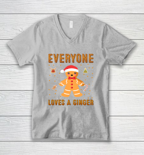 Everyone Loves A Ginger Funny Christmas V-Neck T-Shirt 3