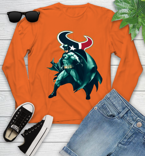 NFL Batman Football Sports Houston Texans Youth Long Sleeve 4