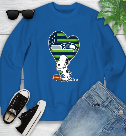 Seattle Seahawks NFL Football The Peanuts Movie Adorable Snoopy Youth Sweatshirt 8