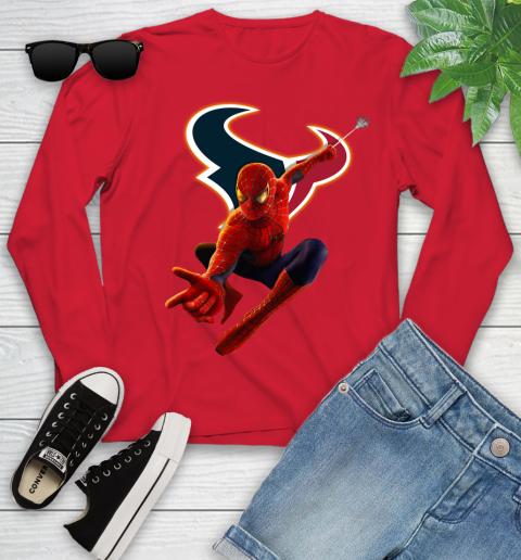 NFL Spider Man Avengers Endgame Football Houston Texans Youth Long Sleeve 12 NFL Spider Man Avengers Endgame Football Houston Texans Youth Long Sleeve - Image 12