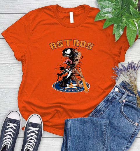 MLB Houston Astros Baseball Venom Groot Guardians Of The Galaxy Women's T-Shirt 4