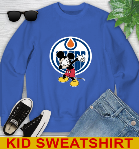 Edmonton Oilers NHL Hockey Dabbing Mickey Disney Sports Youth Sweatshirt 7