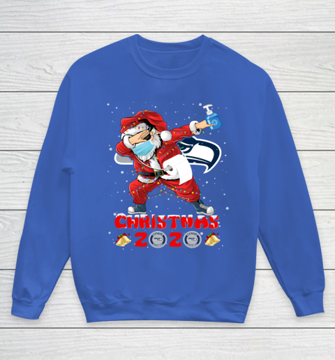 Seattle Seahawks Funny Santa Claus Dabbing Christmas 2020 NFL Youth Sweatshirt 6