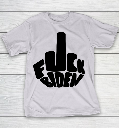 Fuck Joe Biden Cute Middle Finger Anti Biden Youth T-Shirt 2
