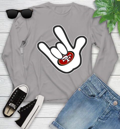San Francisco 49ers NFL Football Mickey Rock Hand Disney Youth Long Sleeve 5