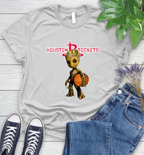 Houston Rockets NBA Basketball Groot Marvel Guardians Of The Galaxy Women's T-Shirt