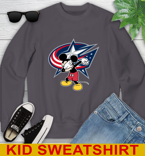 Columbus Blue Jackets NHL Hockey Dabbing Mickey Disney Sports Youth Sweatshirt 6