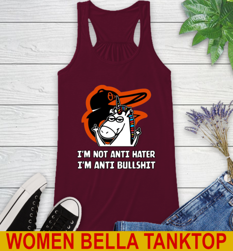 Baltimore Orioles MLB Baseball Unicorn I'm Not Anti Hater I'm Anti Bullshit Racerback Tank 3