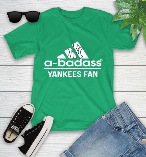 MLB A Badass New York Yankees Fan Adidas Baseball Sports Youth T-Shirt 8