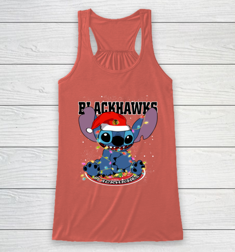 Chicago Blackhawks NHL Hockey noel stitch Christmas Racerback Tank 2
