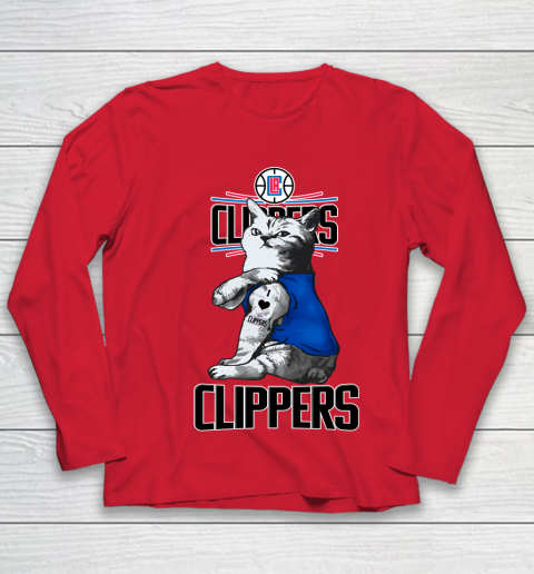 NBA Basketball My Cat Loves LA Clippers Youth Long Sleeve 8