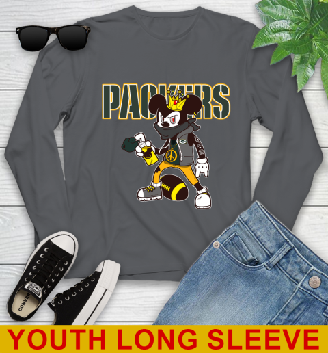 Green Bay Packers NFL Football Mickey Peace Sign Sports Youth Long Sleeve 9