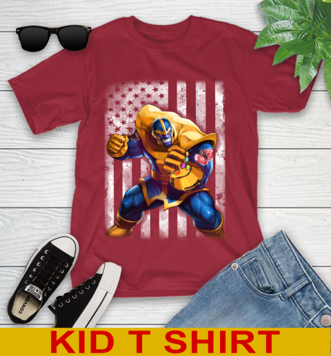 NHL Hockey Detroit Red Wings Thanos Marvel American Flag Shirt Youth T-Shirt 12