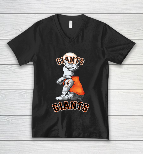 MLB Baseball My Cat Loves San Francisco Giants V-Neck T-Shirt