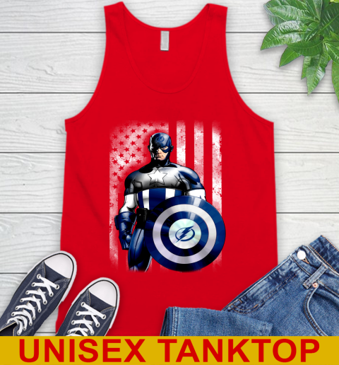 Tampa Bay Lightning NHL Hockey Captain America Marvel Avengers American Flag Shirt Tank Top 5