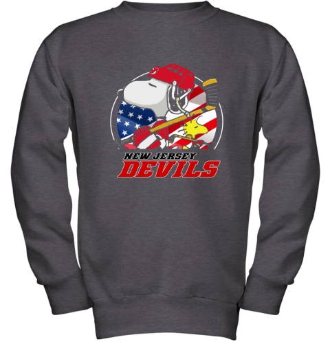 New Jersey Devils Ice Hockey Snoopy And Woodstock NHL Youth Sweatshirt