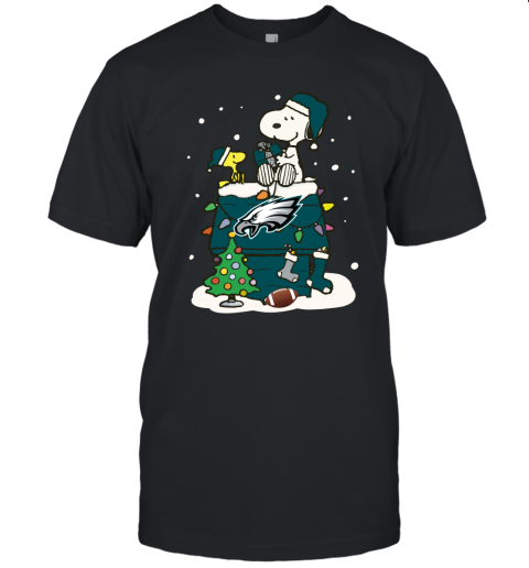 A Happy Christmas With Philadelphia Eagles Snoopy Unisex Jersey Tee