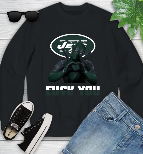 NHL New York Jets Deadpool Love You Fuck You Football Sports Youth Sweatshirt