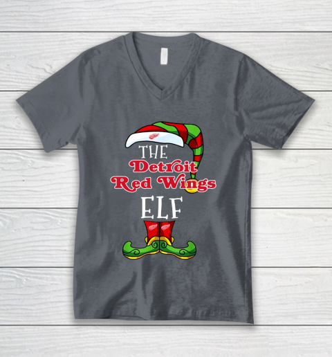 Detroit Red Wings Christmas ELF Funny NHL V-Neck T-Shirt 4