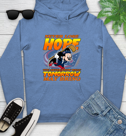 Columbus Blue Jackets NHL Hockey ootball Mickey Disney Never Lose Hope Youth Hoodie 13