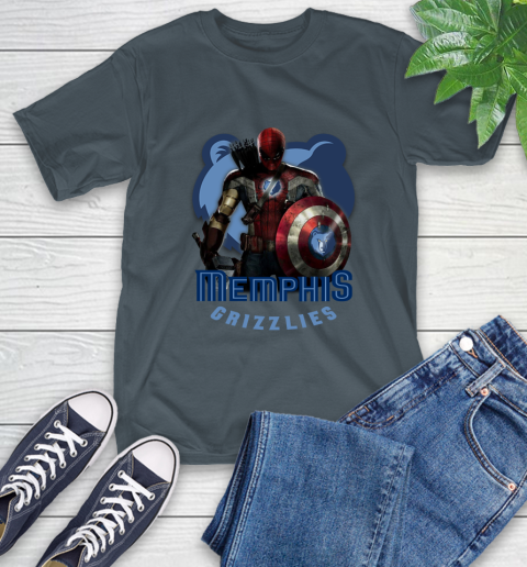 Memphis Grizzlies NBA Basketball Captain America Thor Spider Man Hawkeye Avengers T-Shirt 9