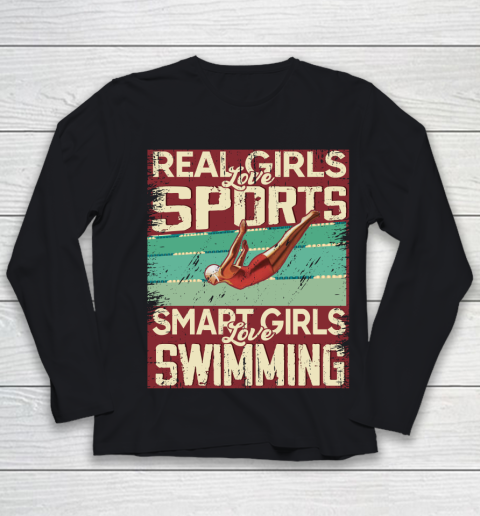 Real girls love sports smart girls love swimming Youth Long Sleeve