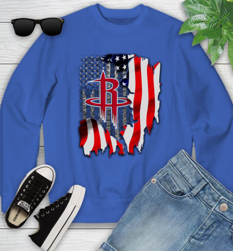 Houston Rockets NBA Basketball American Flag Youth Sweatshirt - Image 8