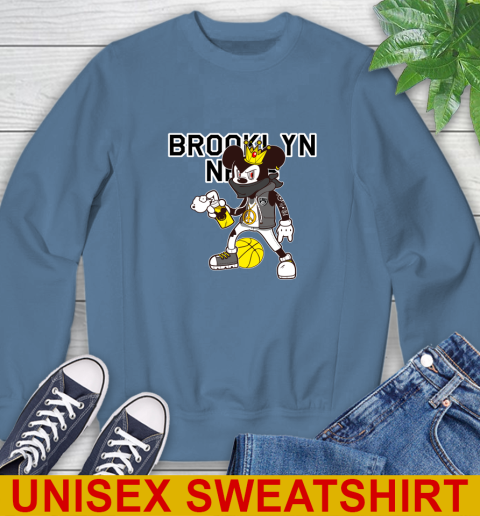 Brooklyn Nets NBA Basketball Mickey Peace Sign Sports Sweatshirt 8