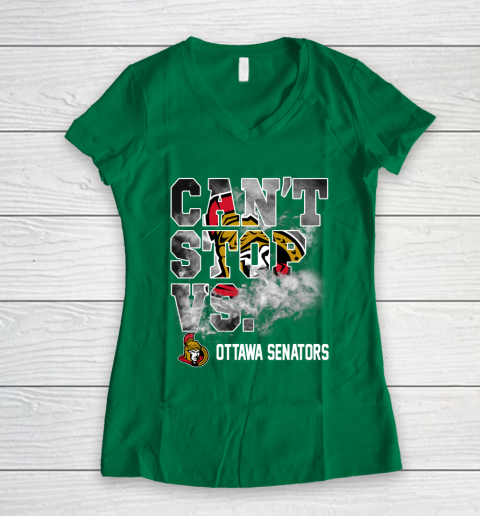 NHL Ottawa Senators Hockey Can't Stop Vs Women's V-Neck T-Shirt 3