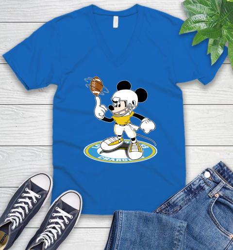 NFL Football Los Angeles Chargers Cheerful Mickey Disney Shirt V-Neck T-Shirt 6
