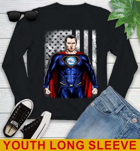 NBA Basketball Philadelphia 76ers Superman DC Shirt Youth Long Sleeve
