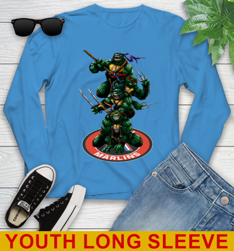 MLB Baseball Miami Marlins Teenage Mutant Ninja Turtles Shirt Youth Long Sleeve 8